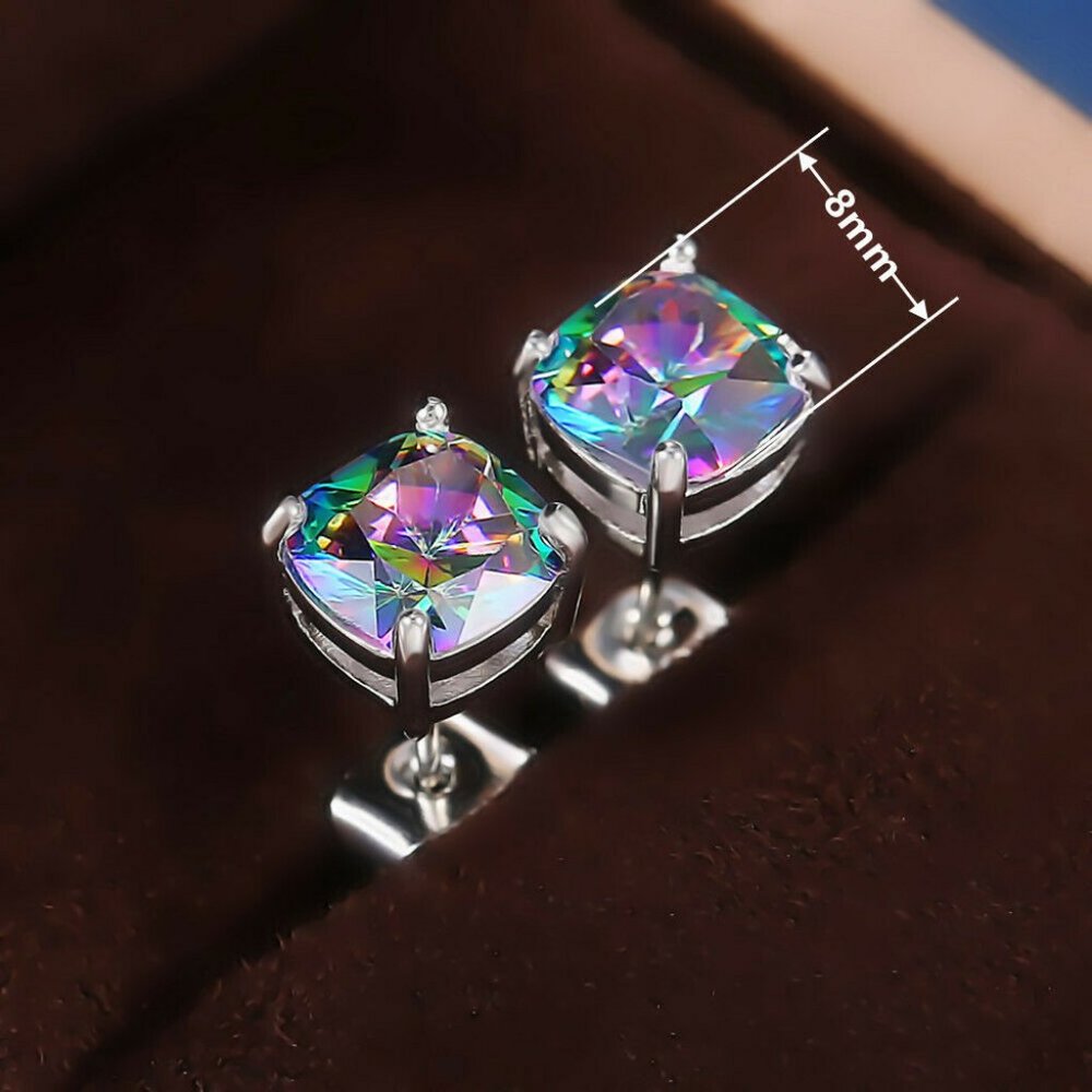 New Multicolor 925 Silver Stud Earrings - Picture 3 of 5